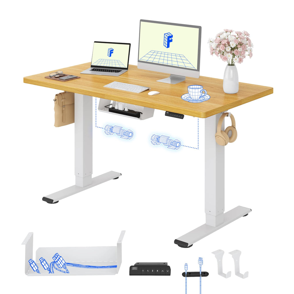 FLEXISPOT Höhenverstellbarer Schreibtisch elektrisch, Doppelmotor 160x80 cm