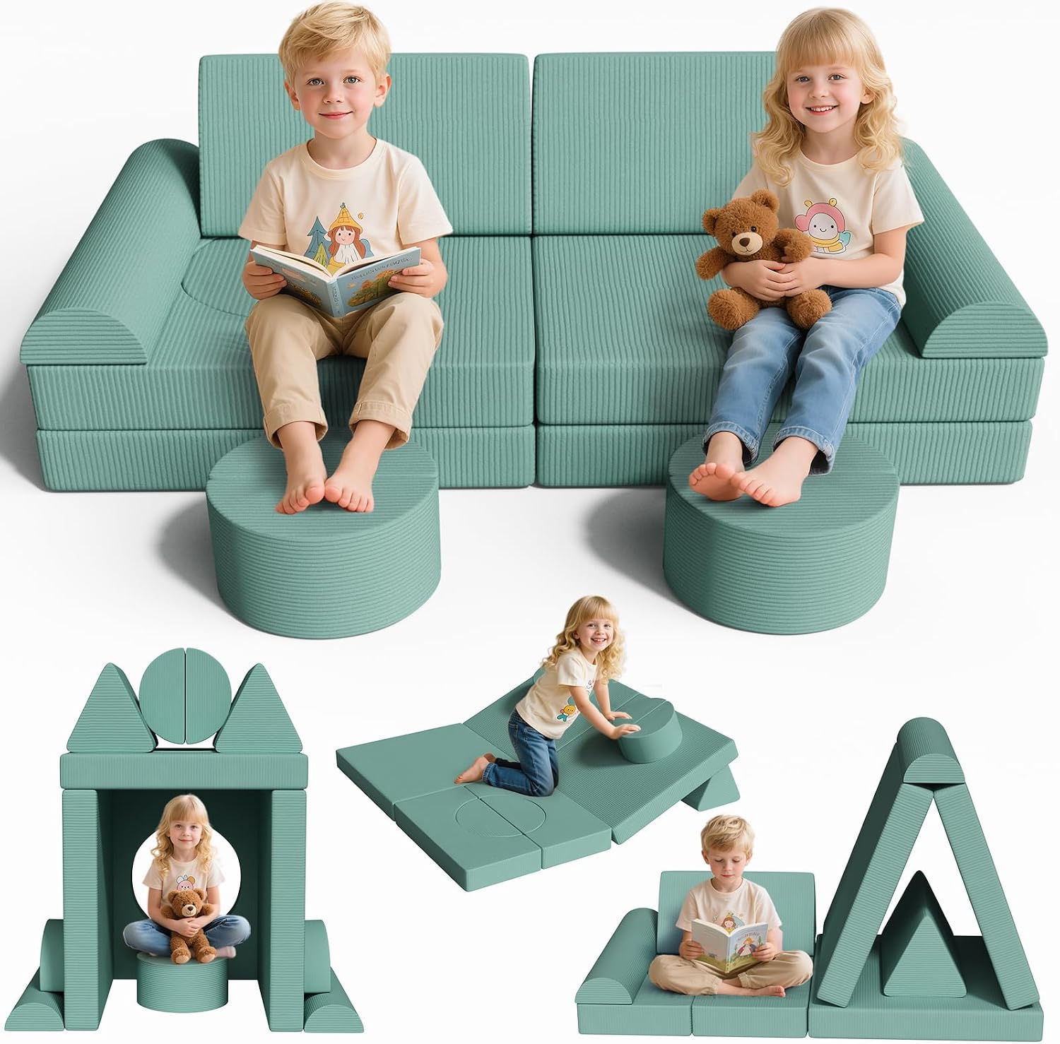 MAMIZO Spielsofa Cord, Kindersofa-Bausteine,Spielsofa für Kinder Oeko-TEX
