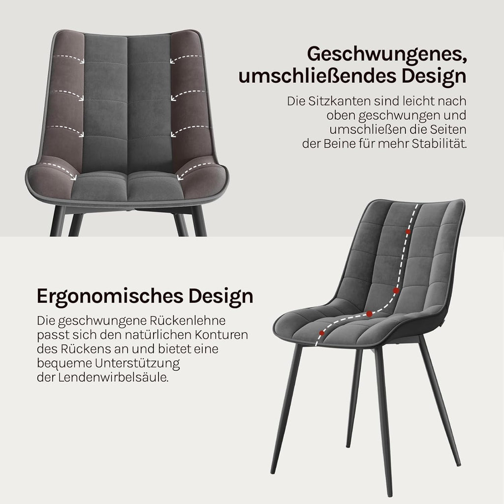 WOLTU Esszimmerstühle 4er Set, Küchenstühle gepolstert mit Rückenlehne