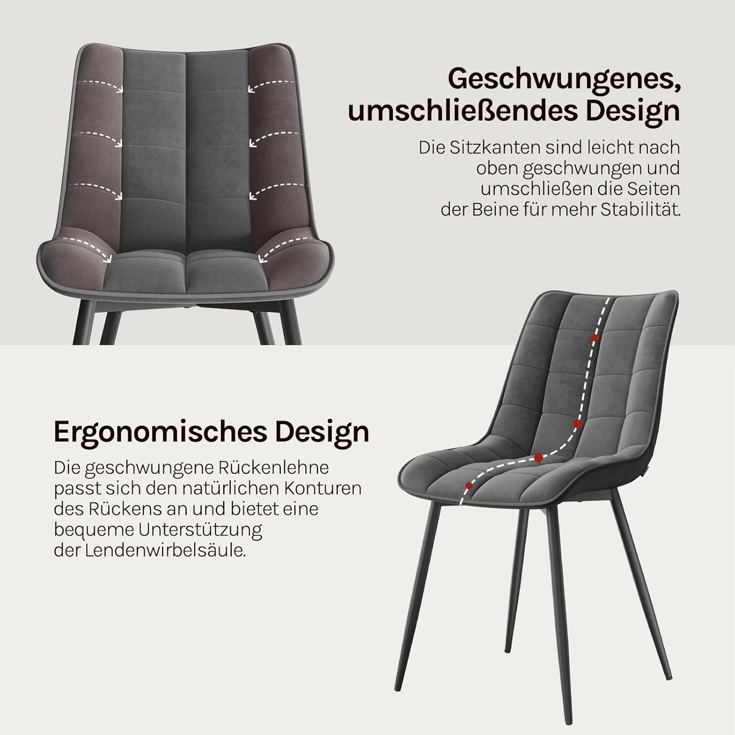 WOLTU Esszimmerstühle 4er Set, Küchenstühle gepolstert mit Rückenlehne