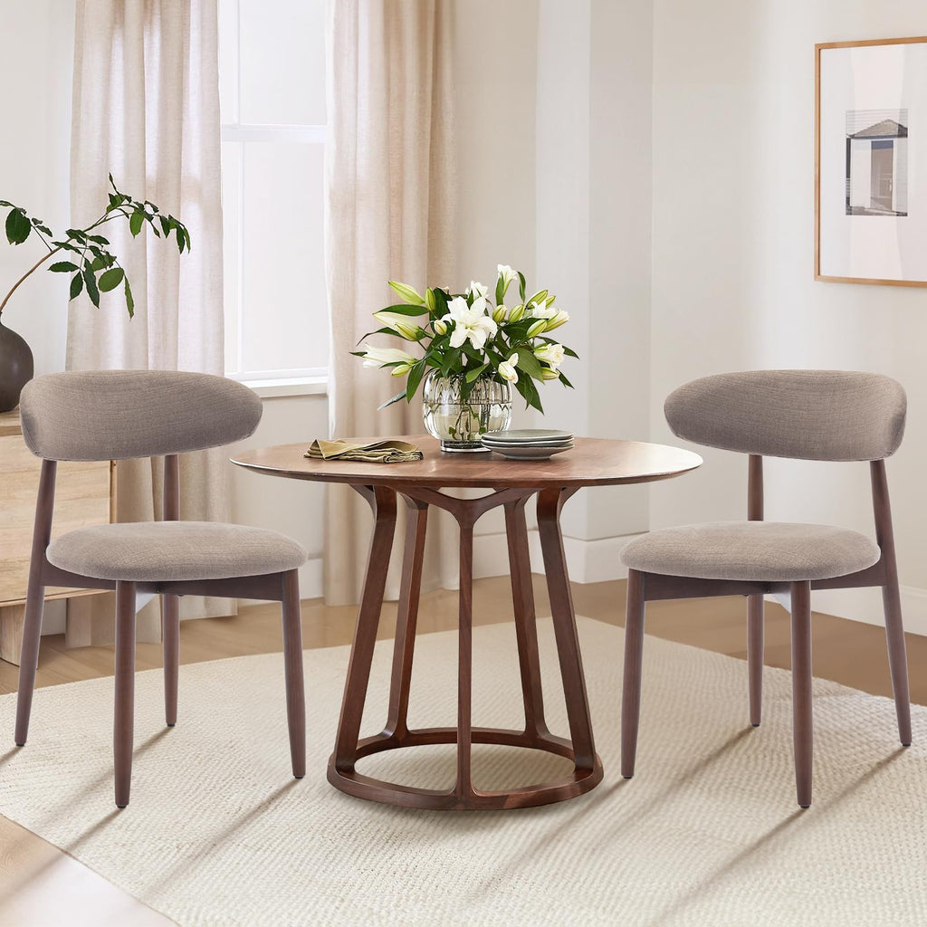 COLAMY Küchenstuhl Esszimmerstühle 4er Set, Moderne Polsterstuhl Essstühle mit Fester Rückenlehne, Stoff Esszimmerstühl mit Holzbein für Esszimmer, Küche, Restaurant, Beige