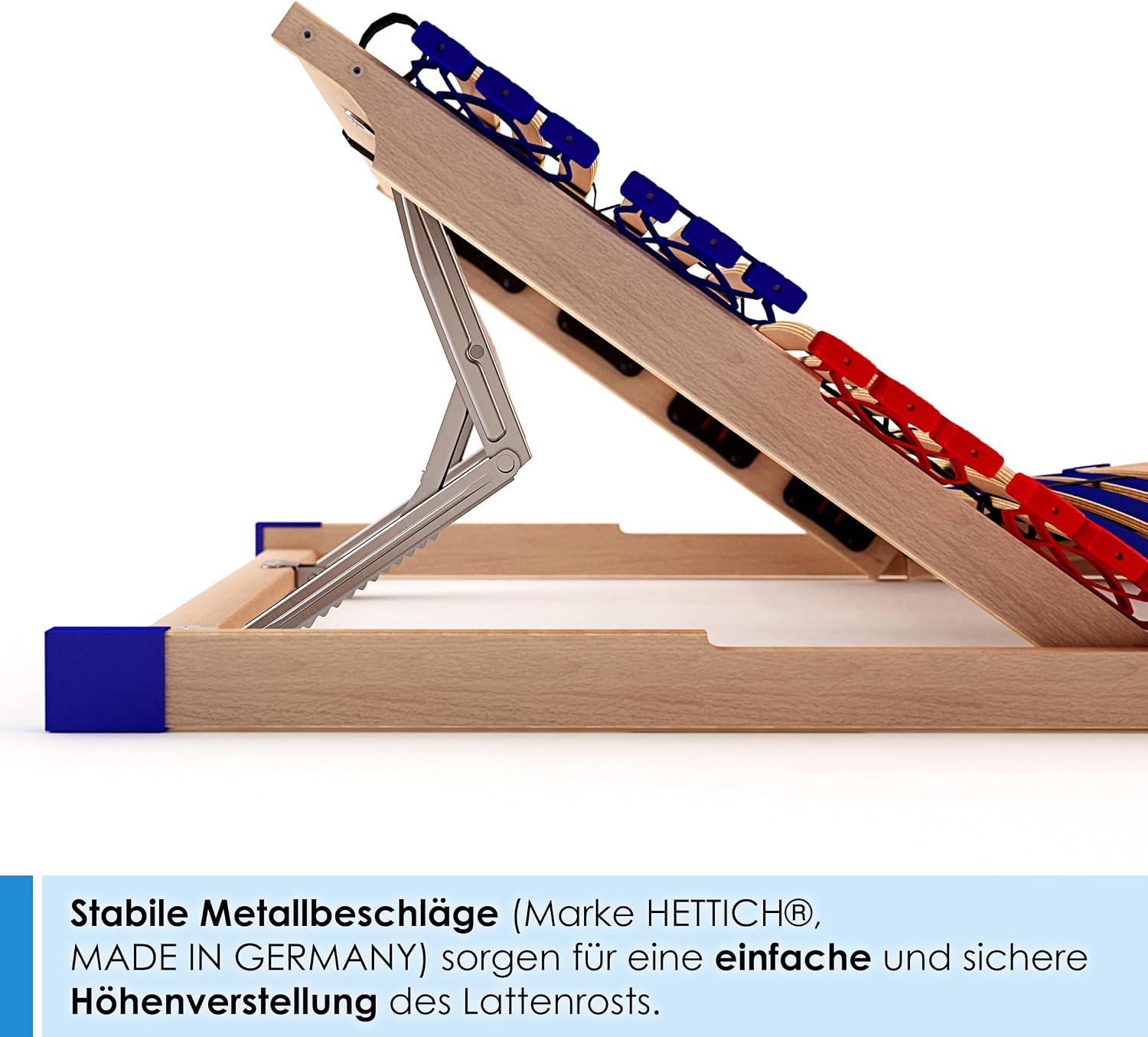 stabiler Lattenrost 100% BUCHE Lattenrahmen - Kopfteil verstellbar - SCHULTERFRÄSUNG, 7 Zonen, 42 Federleisten, Härte-Regulierung, Mittelgurt - SLEEP BEST 42® VARIO unmontiert (90x200cm)