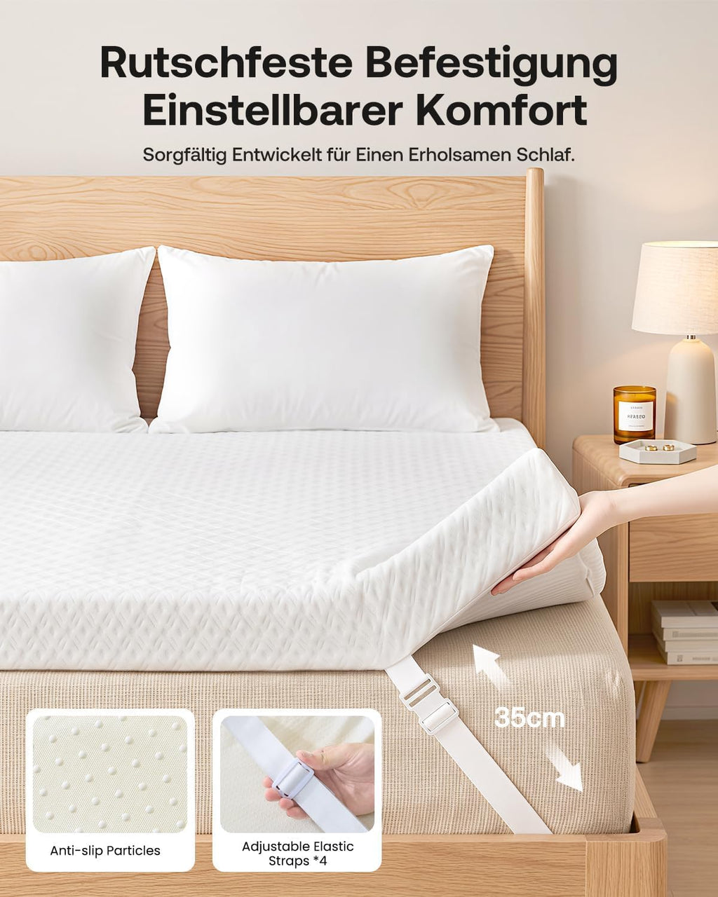 Topper 180x200cm,8cm Höhe H4/H5 Doppel-Härtegrad Matratzentopper,Öko-TEX Zertifiziert mit weicher Gel Memory Atmungsaktiv und Waschbar, rutschfest für Boxspringbett und Schlafsofa