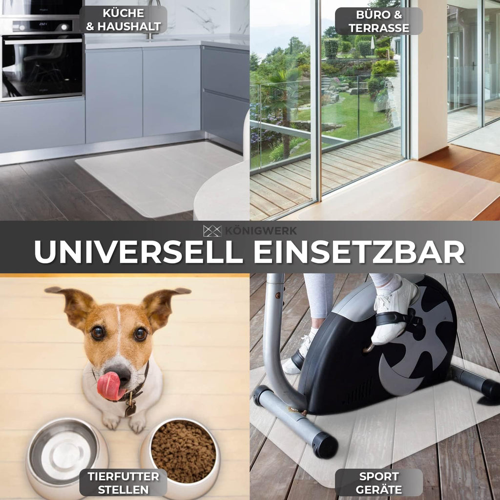 Königwerk Bodenschutzmatte Bürostuhl 90 x 120 cm milchweiß, rutschfest