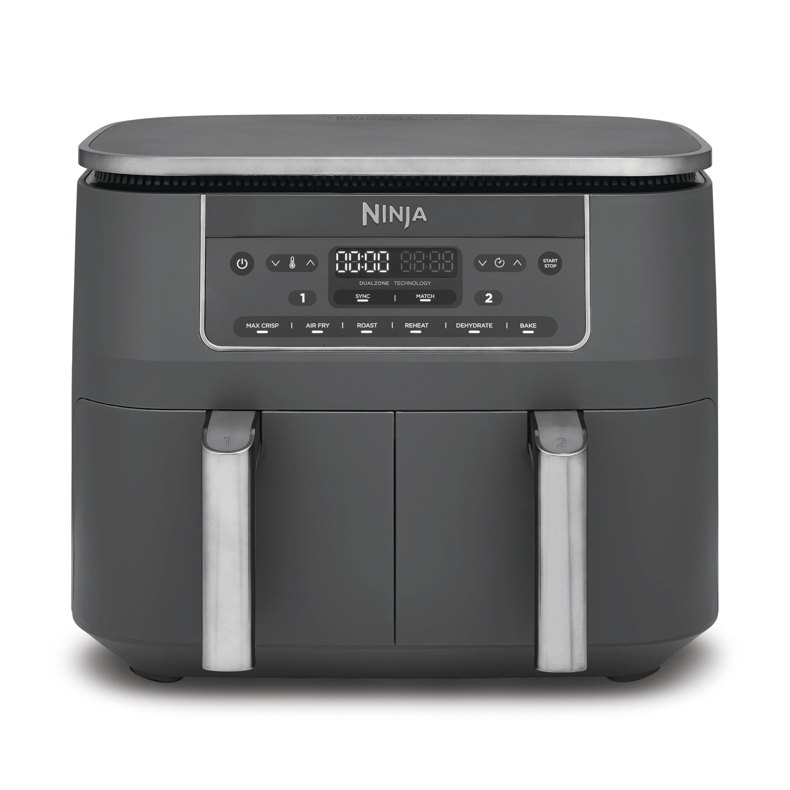 Ninja Dual Zone Digital Air Fryer, 2 Schubladen, Metallic Grau DZ400EU