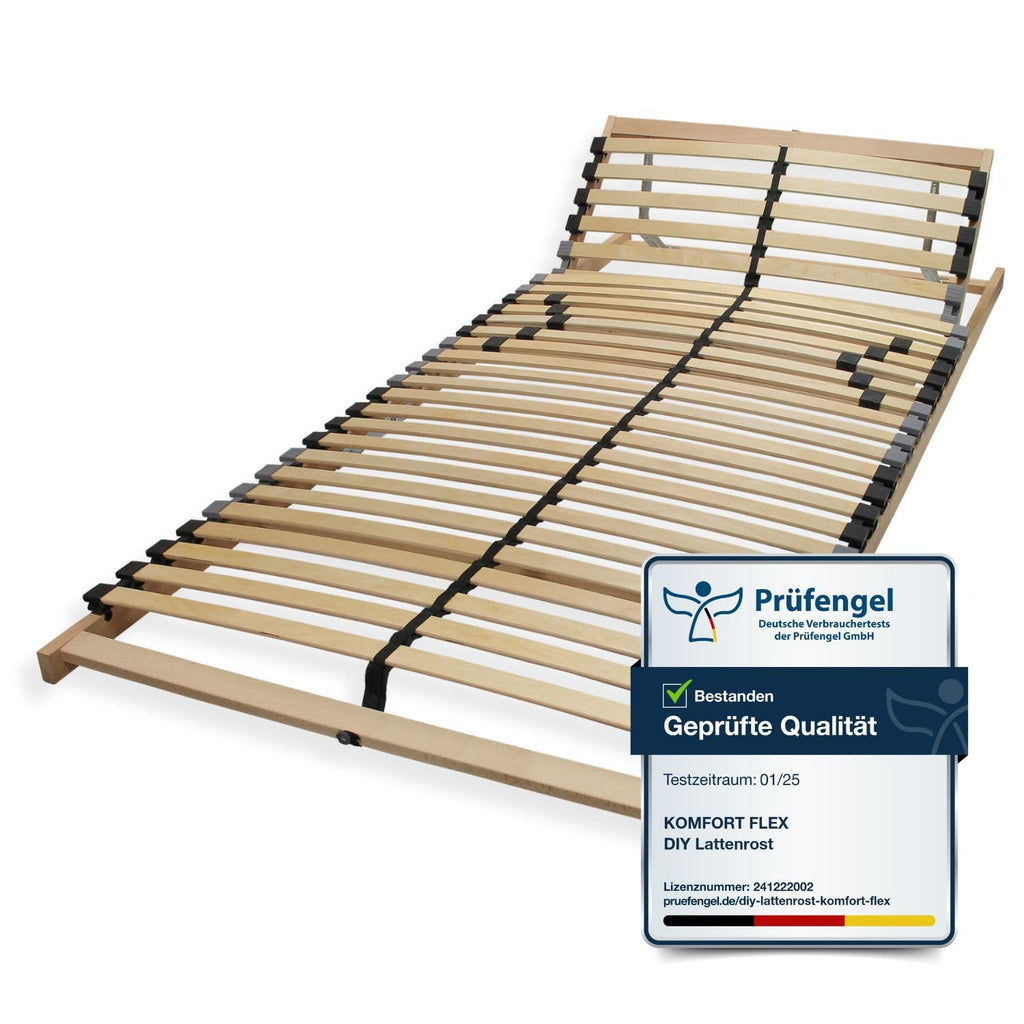 Lattenrost 140x200 Premium Strong bis 200Kg, Kopfteil verstellbar, 7-Zonen-Lattenrost mit 42 Latten, Made in Germany, extra stabil aus Buchenholz