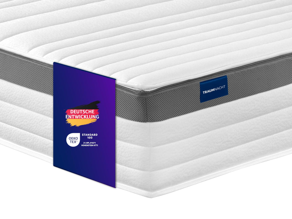 Traumnacht Exklusiv 7-Zonen 1.000er Tonnentaschenfederkernmatratze, Stiftung Warentest Testurteil Gut - Ausgabe 10/2023, 23 cm Premiumhöhe, Öko-Tex zertifiziert, Härtegrad 4 (H4), 100 x 200 cm
