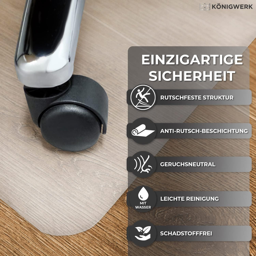 Königwerk Bodenschutzmatte Bürostuhl 90 x 120 cm milchweiß, rutschfest