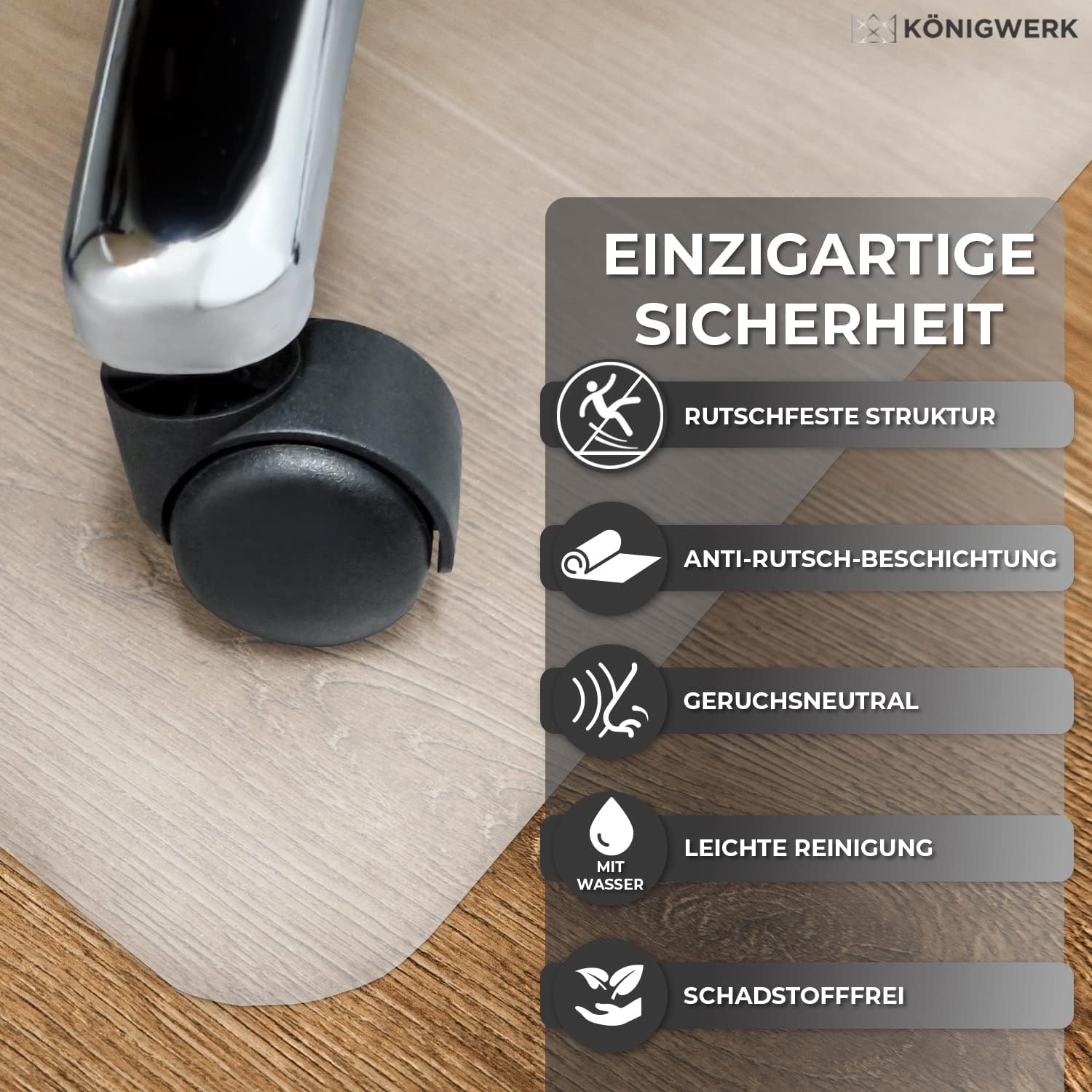 Königwerk Bodenschutzmatte Bürostuhl 90 x 120 cm milchweiß, rutschfest