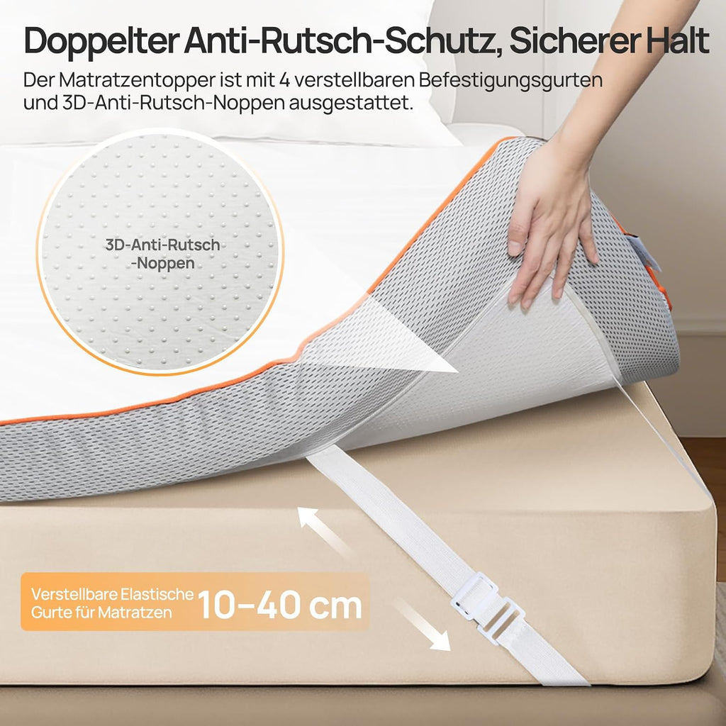 MULISOFT Topper 180x200cm H3/H4, Extra Dicker 7,5 cm Gel Memory Schaum