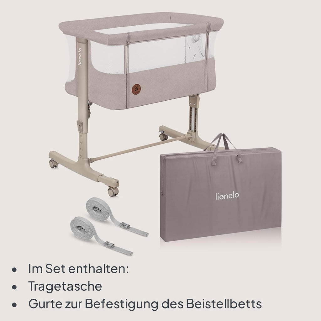 Lionelo Aurora 3 in 1 Babybett bis 9 kg, Beistellbett, Wiege
