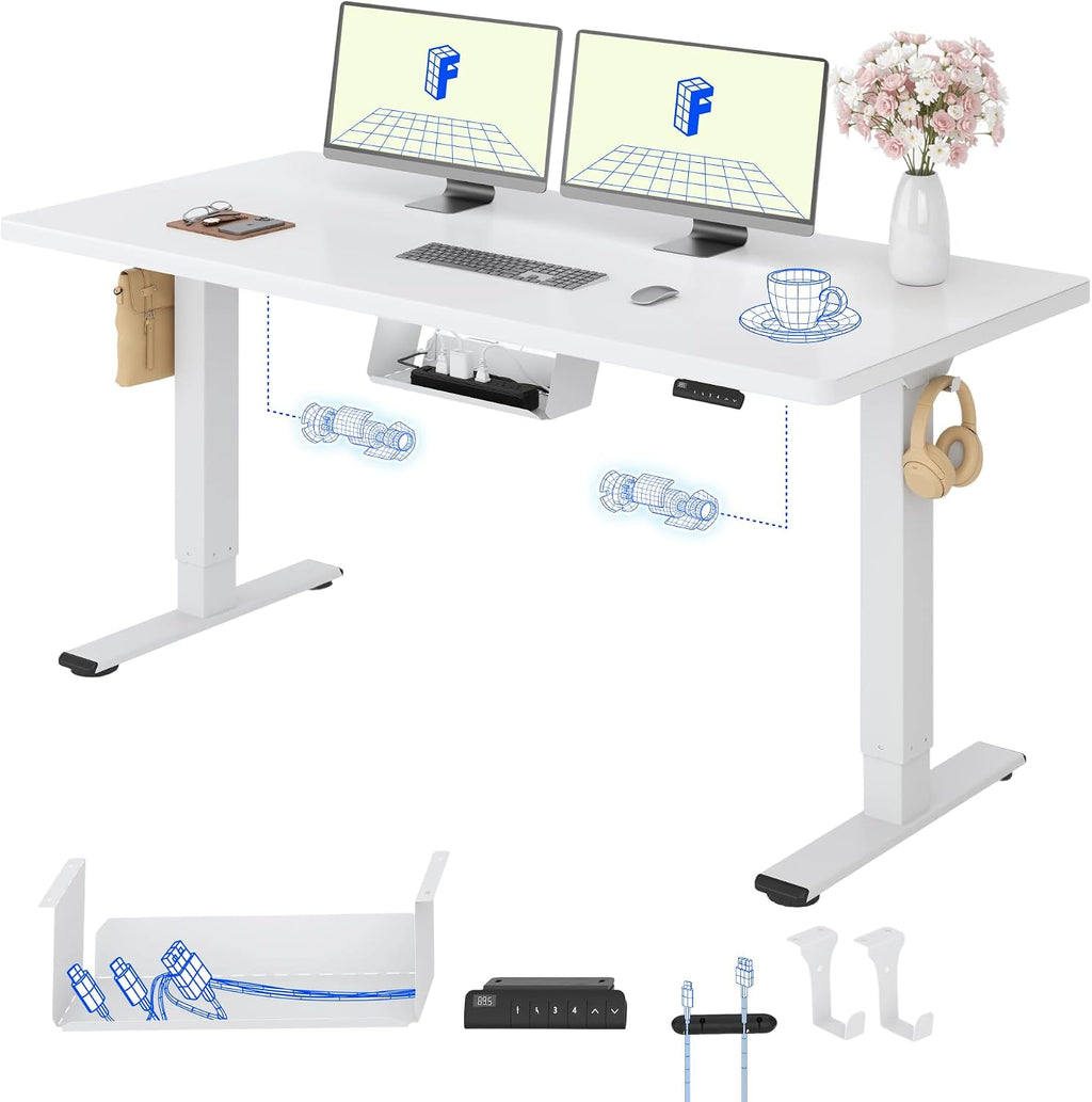 FLEXISPOT Höhenverstellbarer Schreibtisch elektrisch, Doppelmotor 160x80 cm