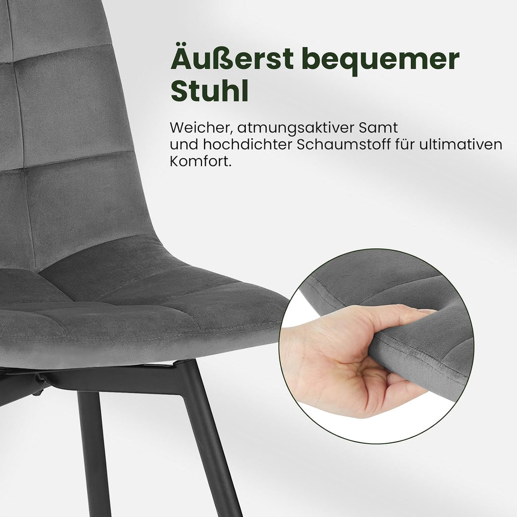 EUGAD Esszimmerstühle 4er Set Drehbar Samt Dunkelgrau