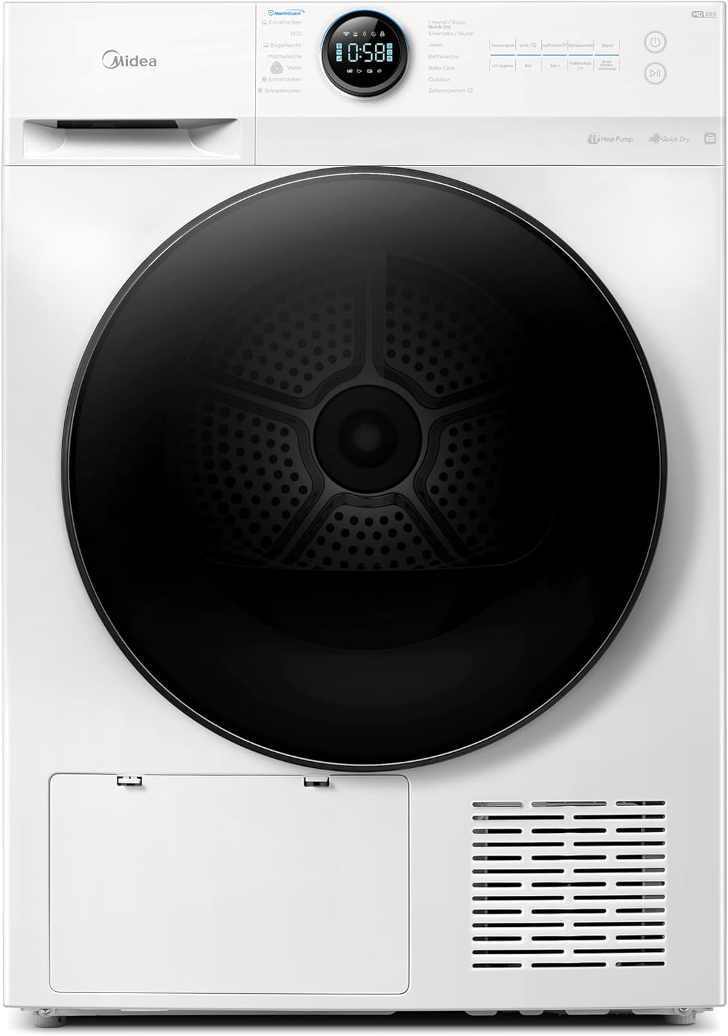 Midea Wärmepumpentrockner 8 kg Energieklasse C Fernsteuerung MD20EH80WB-A3