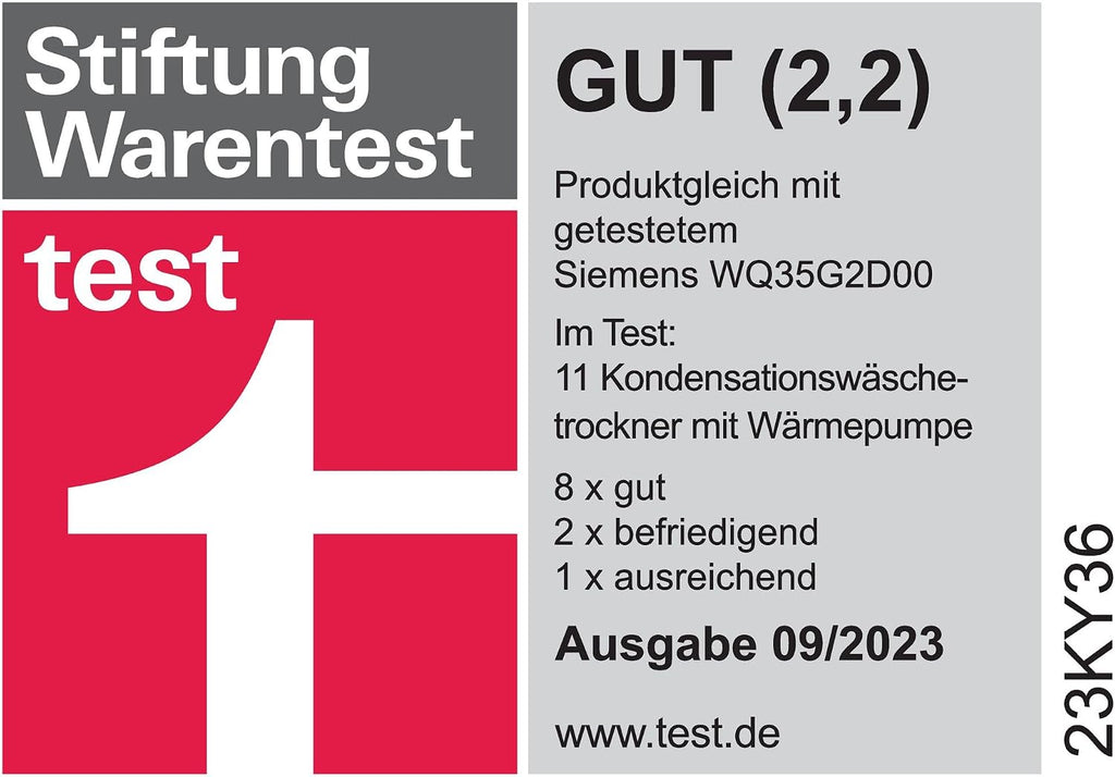 Bosch WQG235D00, Stiftung Warentest GUT (2,2)*, Serie 6, Wärmepumpentrockner 8 kg, Schneller getrocknete Wäsche, Auto Dry, Option Halbe Beladung, Sensitive Drying-System, Selbstreinigender Kondensator
