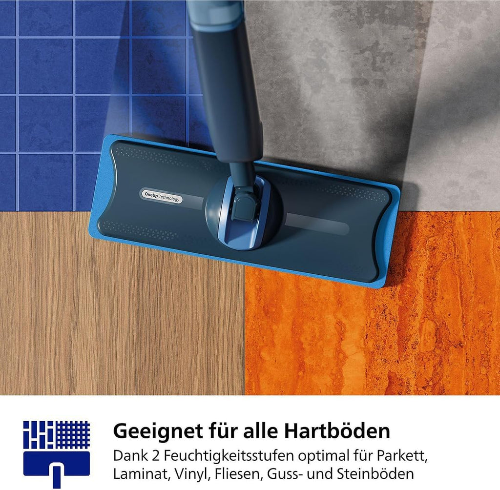 Philips OneUp 5000 Elektrischer Wischmopp, Blau, 2X sauberere Böden