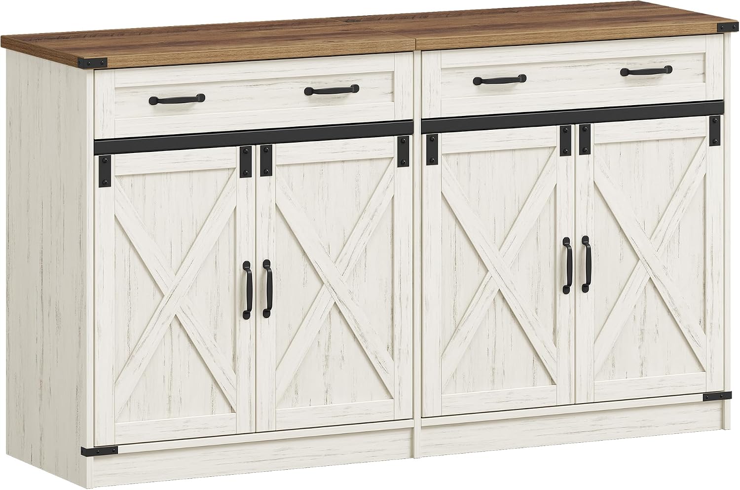 Hzuaneri Sideboard, Buffetschrank mit 2 Schublade, 4 Türen