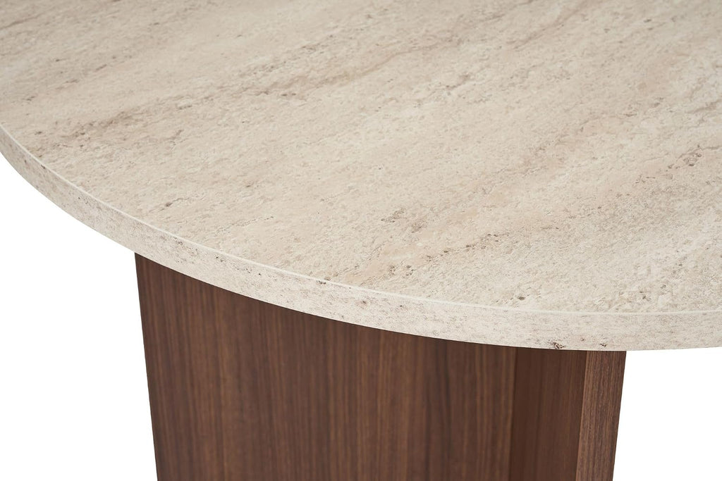 Moderner Esstisch, 180 x 90 x 75 cm, Travertine & Walnuss-Farben | 100% melaminbeschichtete Spanplatte, 25 mm Stärke | stilvolles & langlebiges Design, perfekt für zeitgemäße Essbereiche