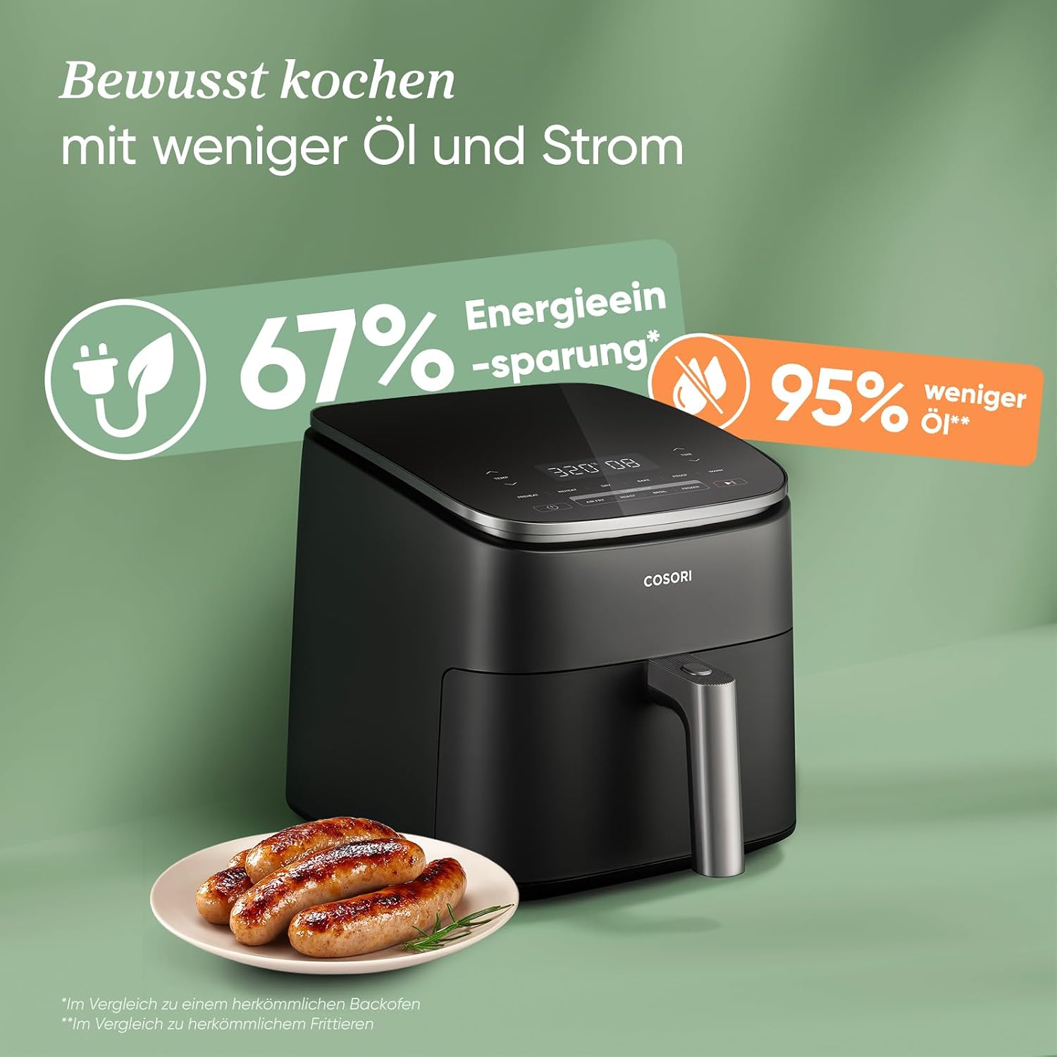 Cosori Airfryer, Turboblaze, 9-in-1 6L Heißluftfritteuse