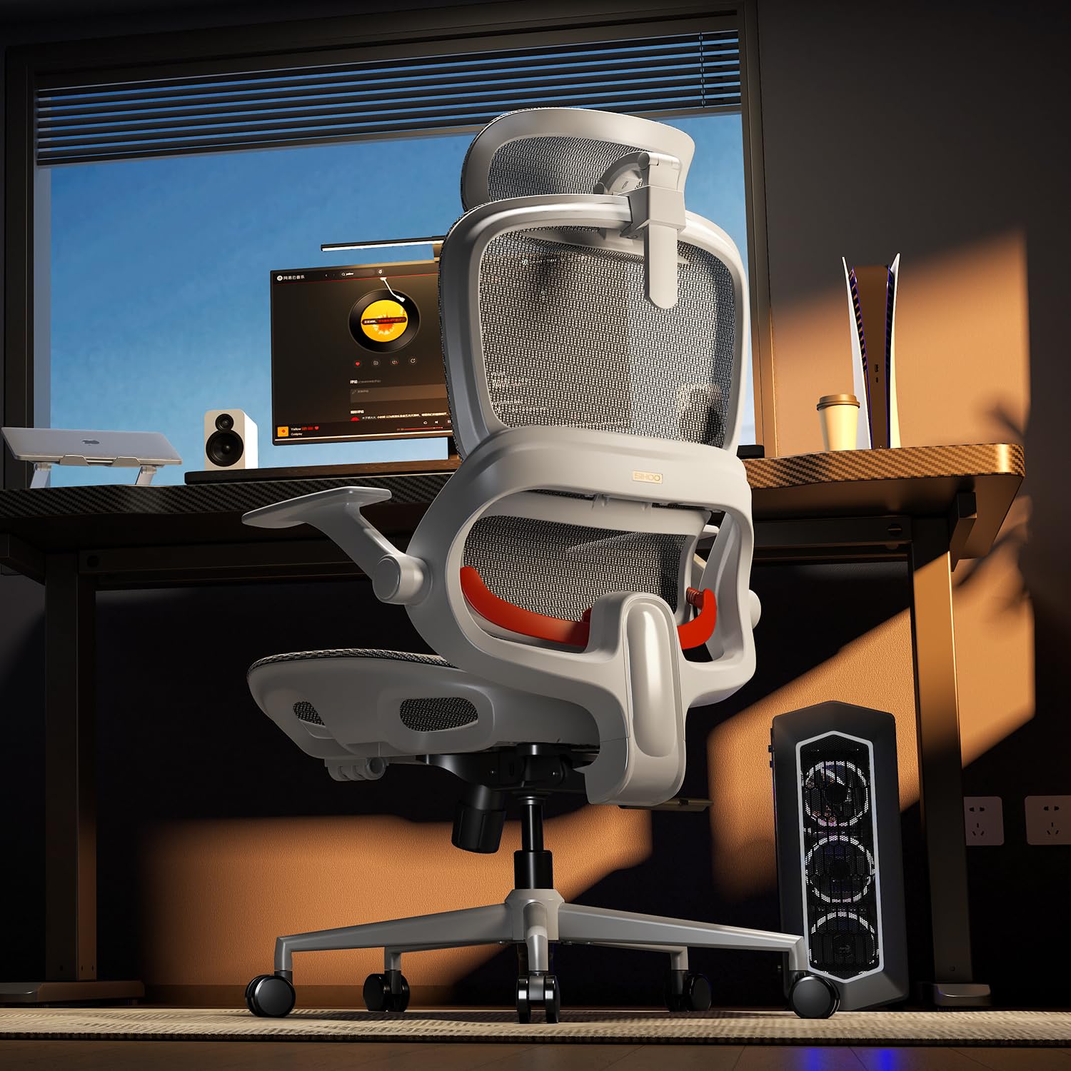 SIHOO Bürostuhl Ergonomisch,Verstellbarer Lordosenstütze Schreibtischstuhl