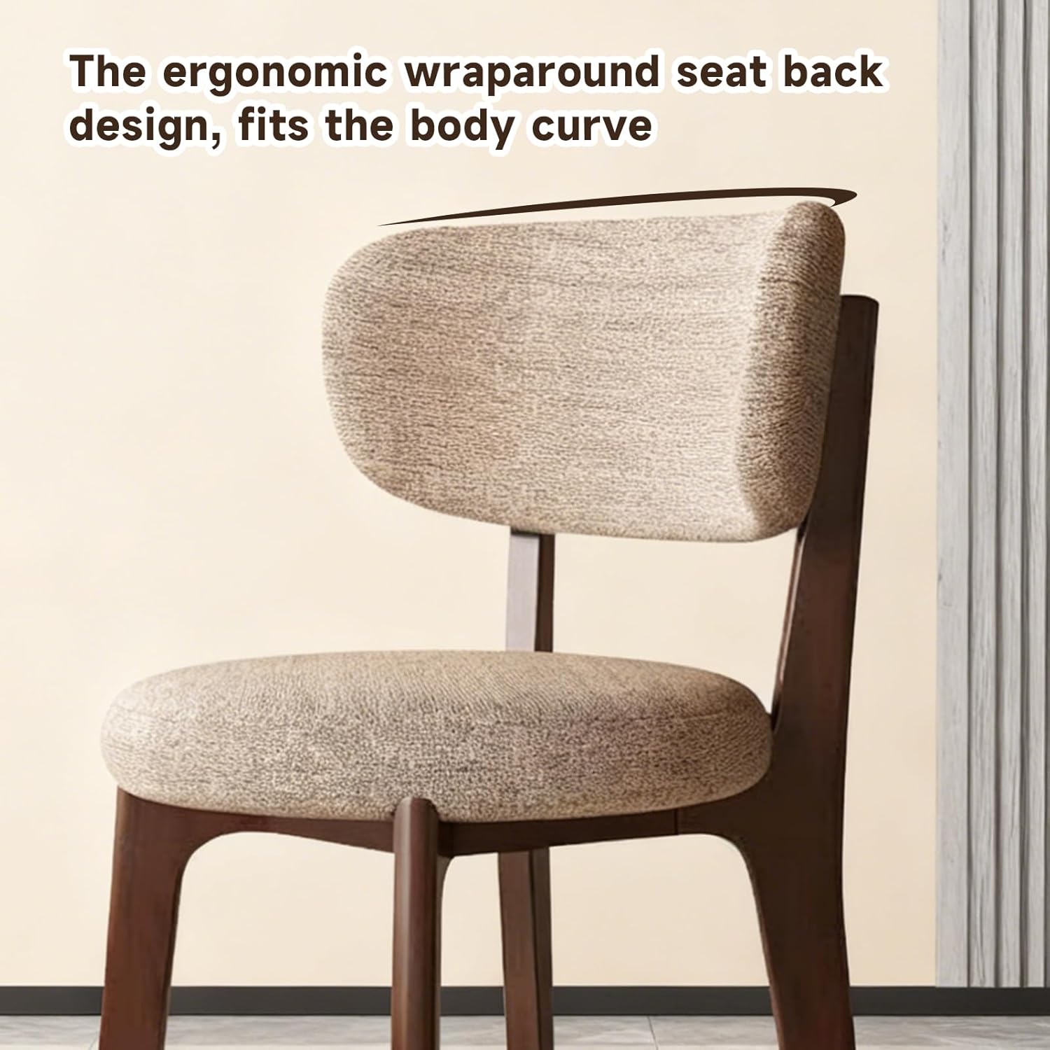 Generisch Esszimmerstühle 4er Set aus Holz, Moderne Polsterstuhl Essstühle, Küchenstühle mit Geschwungener Rückenlehne, Esszimmerstühle mit Holzbein für Esszimmer, Küche(Walnussbeine/Khaki)