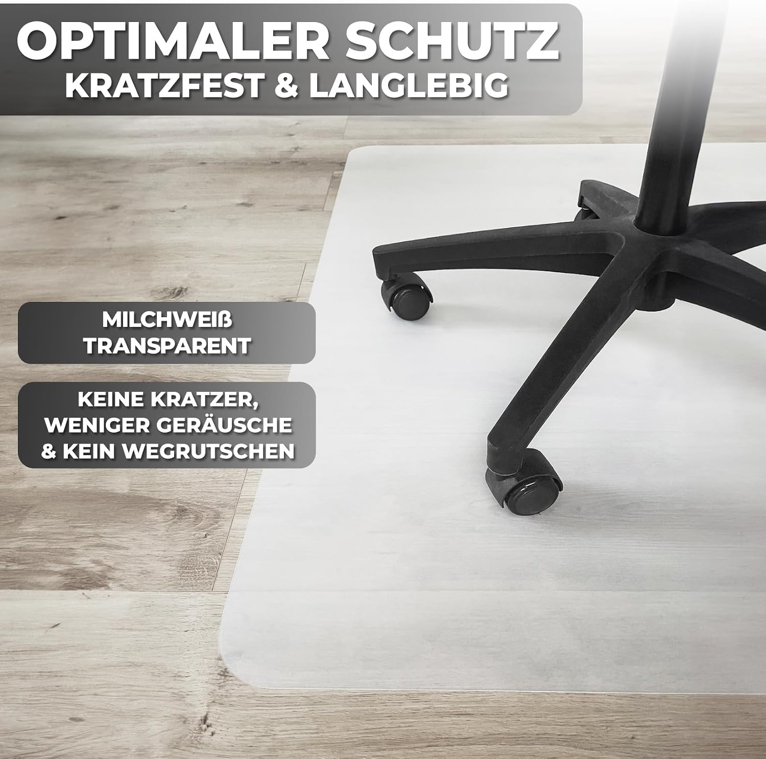 Königwerk Bodenschutzmatte Bürostuhl 90 x 120 cm milchweiß, rutschfest