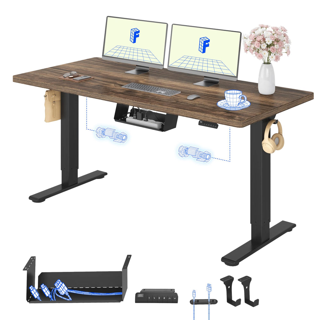 FLEXISPOT Höhenverstellbarer Schreibtisch elektrisch, Doppelmotor 160x80 cm