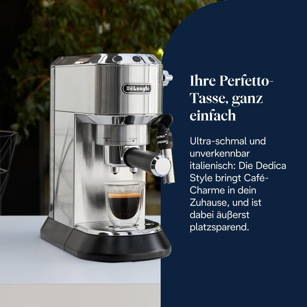 De'Longhi Dedica Style - Espressomaschine mit Manuellem Milchaufschäumer