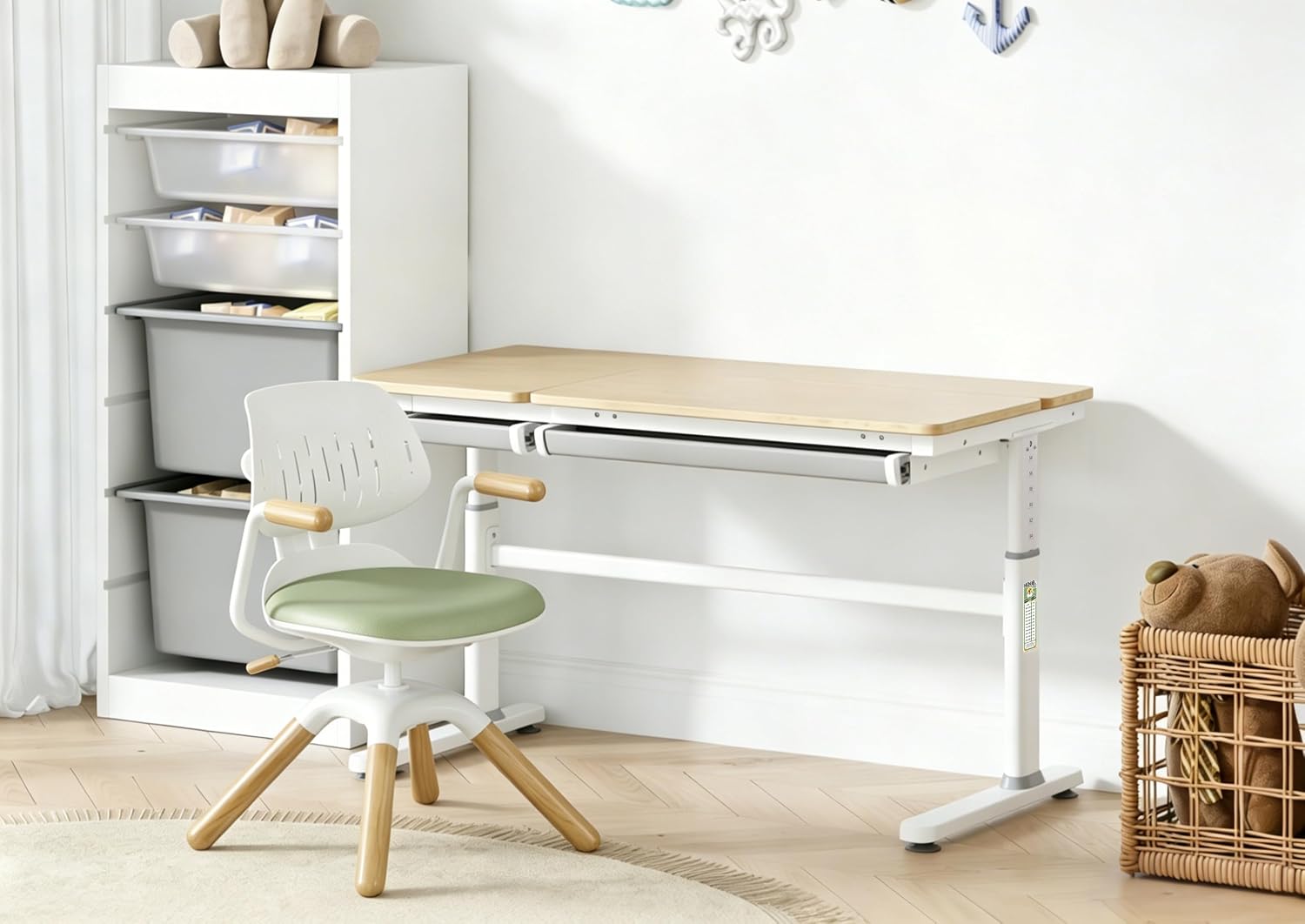HOKO Kinderschreibtisch höhenverstellbar für Kinder ab 6 Jahren, 120x60 cm