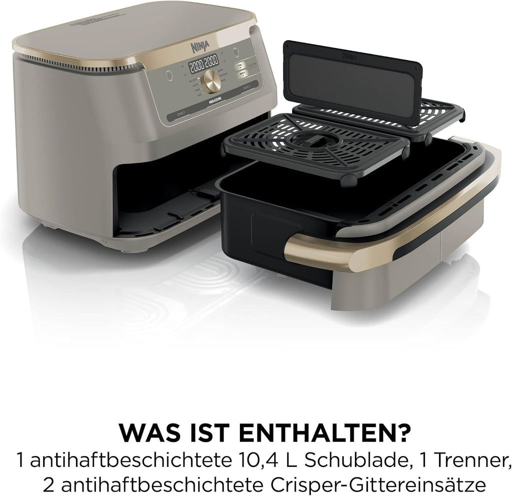 Ninja Foodi FlexDrawer Heißluftfritteuse, Dual Zone, Stone Gold AF500EUSD