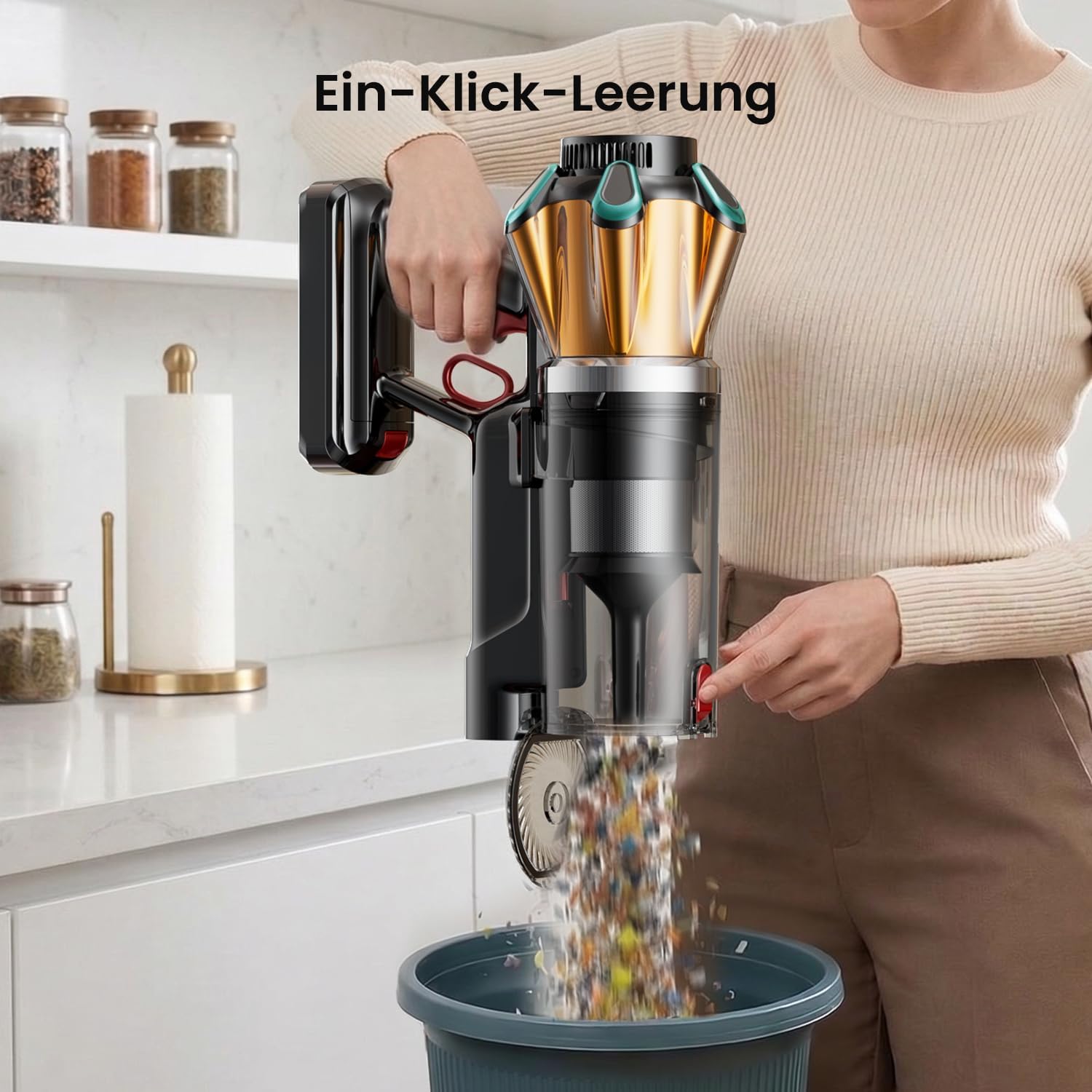 Akku Staubsauger Kabellos 600W/50kPa/70Min mit Hurrikanmodus