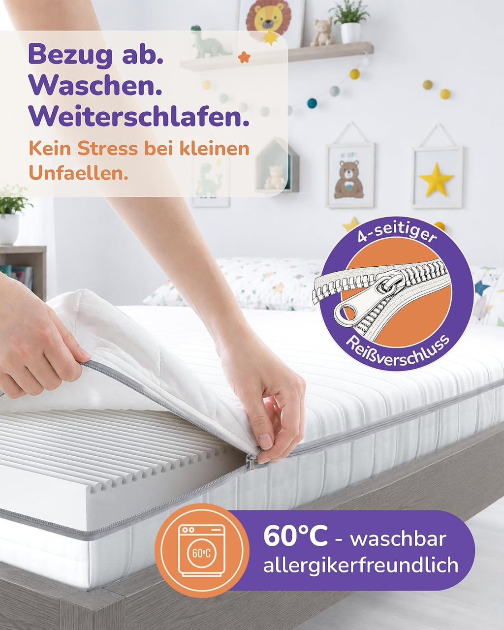 Sun Garden Kindermatratze 90x200 cm, 3-12 Jahre, 15 cm Komfortschaum RG28