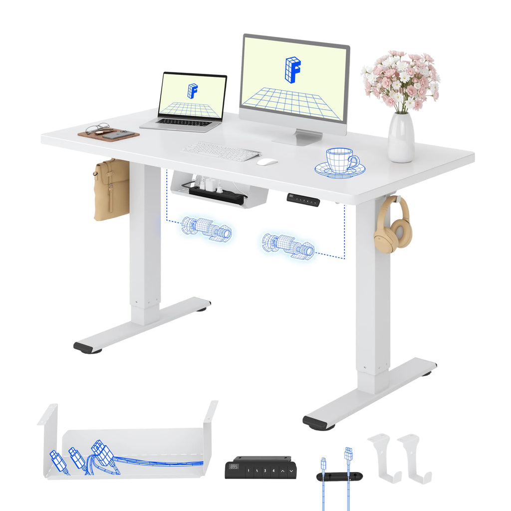 FLEXISPOT Höhenverstellbarer Schreibtisch elektrisch, Doppelmotor 160x80 cm