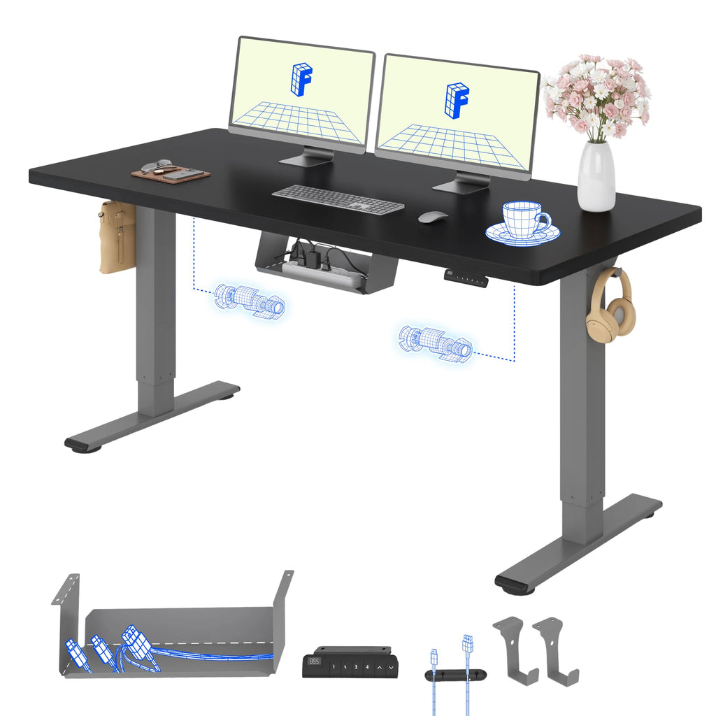 FLEXISPOT Höhenverstellbarer Schreibtisch elektrisch, Doppelmotor 160x80 cm
