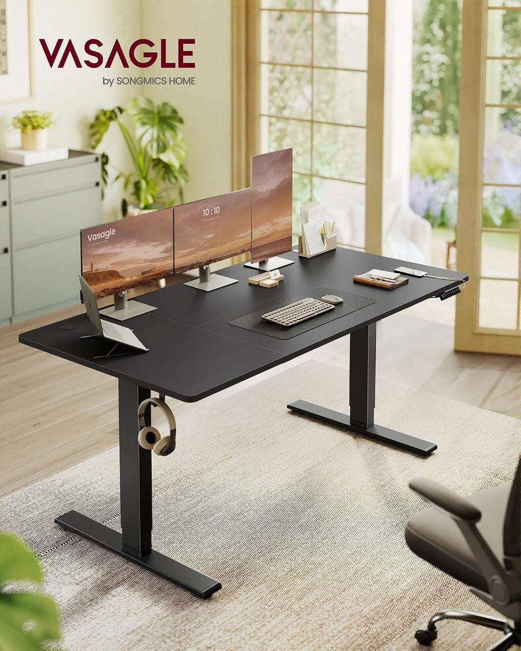 VASAGLE Höhenverstellbarer Schreibtisch, 160 x 80 cm, USB-C-Anschluss