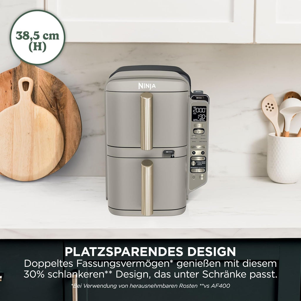 Ninja Double Stack XL-Heißluftfritteuse, 6 Funktionen, Steingold SL451EUSD