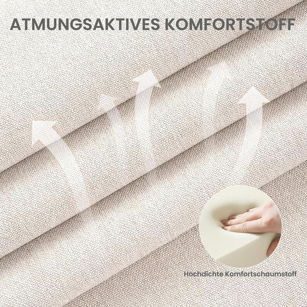 COLAMY Küchenstuhl Esszimmerstühle 4er Set, Moderne Polsterstuhl Essstühle mit Fester Rückenlehne, Stoff Esszimmerstühl mit Holzbein für Esszimmer, Küche, Restaurant, Beige