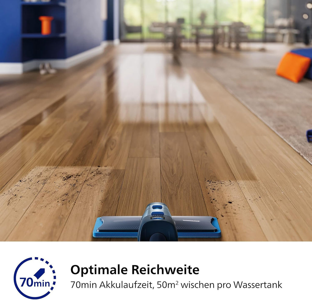 Philips OneUp 5000 Elektrischer Wischmopp, Blau, 2X sauberere Böden