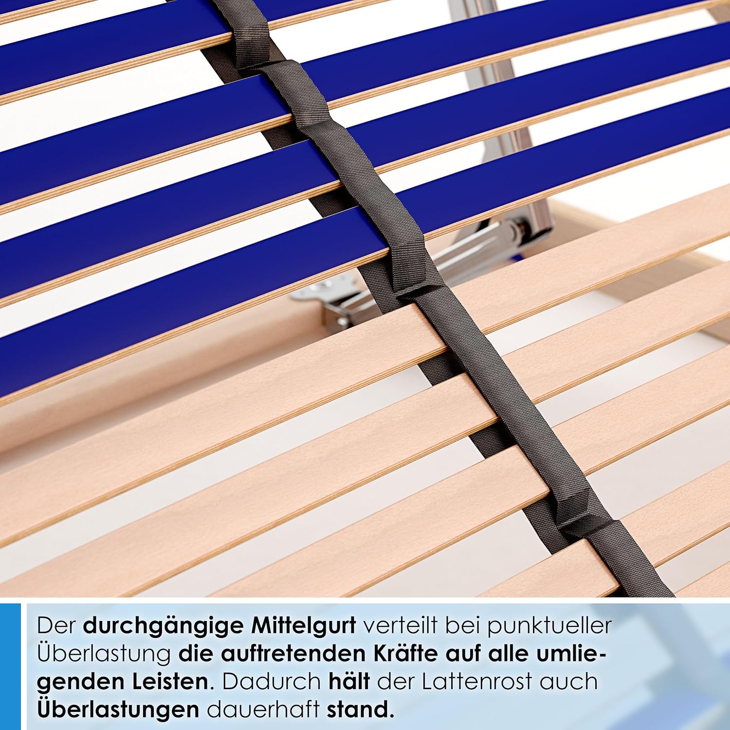 stabiler Lattenrost 100% BUCHE Lattenrahmen - Kopfteil verstellbar - SCHULTERFRÄSUNG, 7 Zonen, 42 Federleisten, Härte-Regulierung, Mittelgurt - SLEEP BEST 42® VARIO unmontiert (90x200cm)