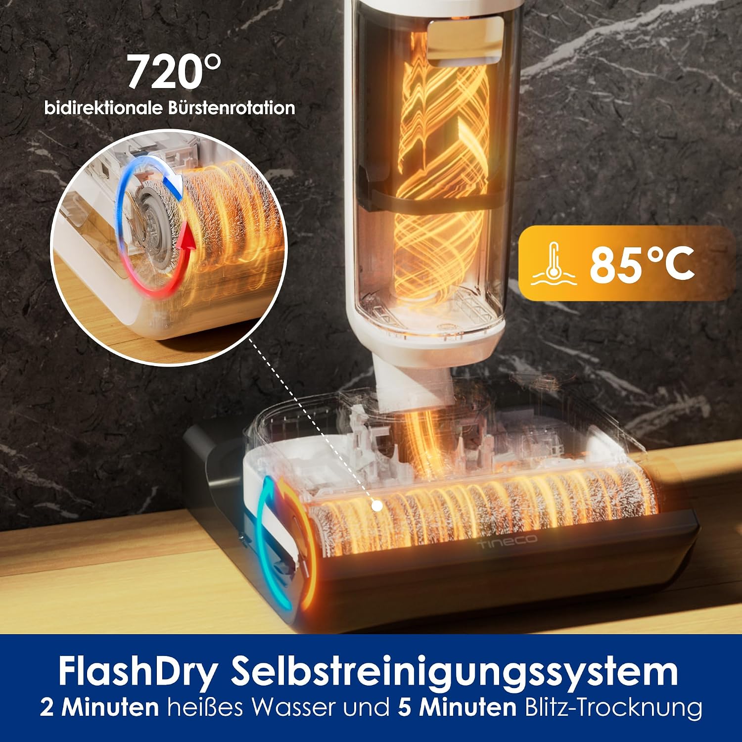 Tineco Floor One Stretch S6 Nass Trockensauger, 20Kpa，180°-Flachdesign