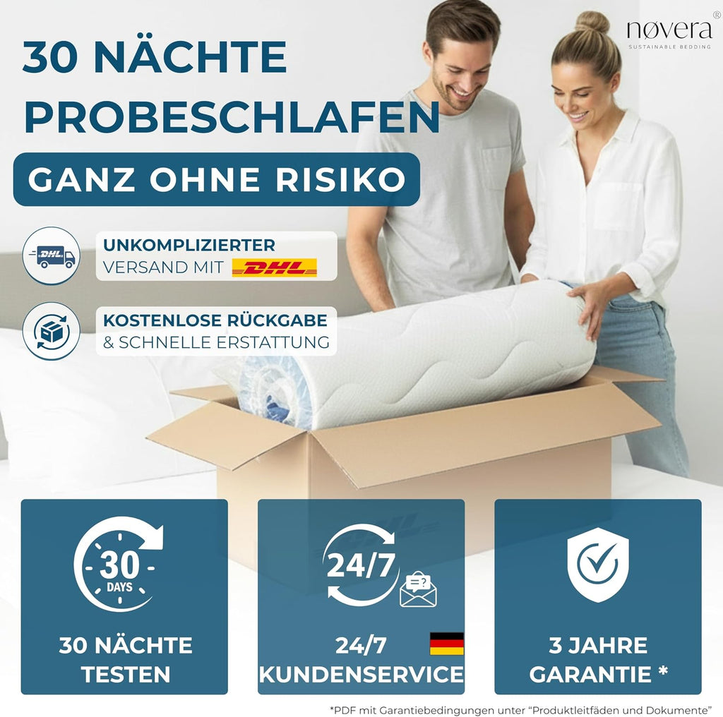 Deluxe Gel Topper 180x200cm | Oberstoff aus 100% Bio-Baumwolle | wolkenweicher 7-Zonen Matratzentopper 180x200cm | Hohes RG 50 | 8cm Matratzen Topper 180x200 |Luxus Matratzenauflage Geltopper