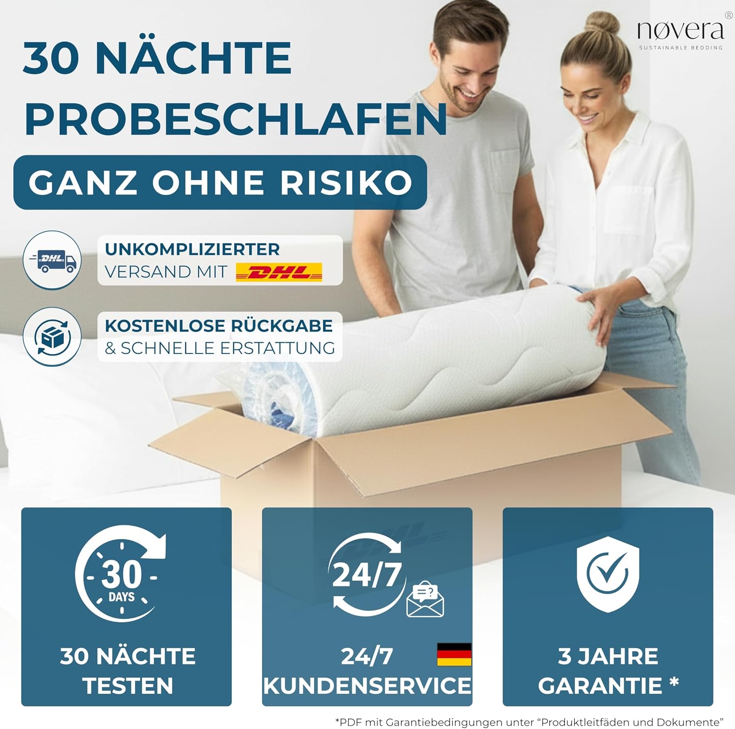 Deluxe Gel Topper 180x200cm | Oberstoff aus 100% Bio-Baumwolle | wolkenweicher 7-Zonen Matratzentopper 180x200cm | Hohes RG 50 | 8cm Matratzen Topper 180x200 |Luxus Matratzenauflage Geltopper