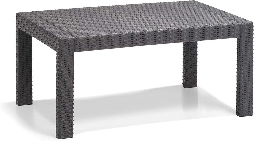 Allibert by Keter Merano Gartenmöbel Set aus Kunststoff, inkl. Sitzkissen, grau, 4-teilig, 2 Sessel, Sofa & Tisch, für Garten & Terrasse, Flache Rattanoptik