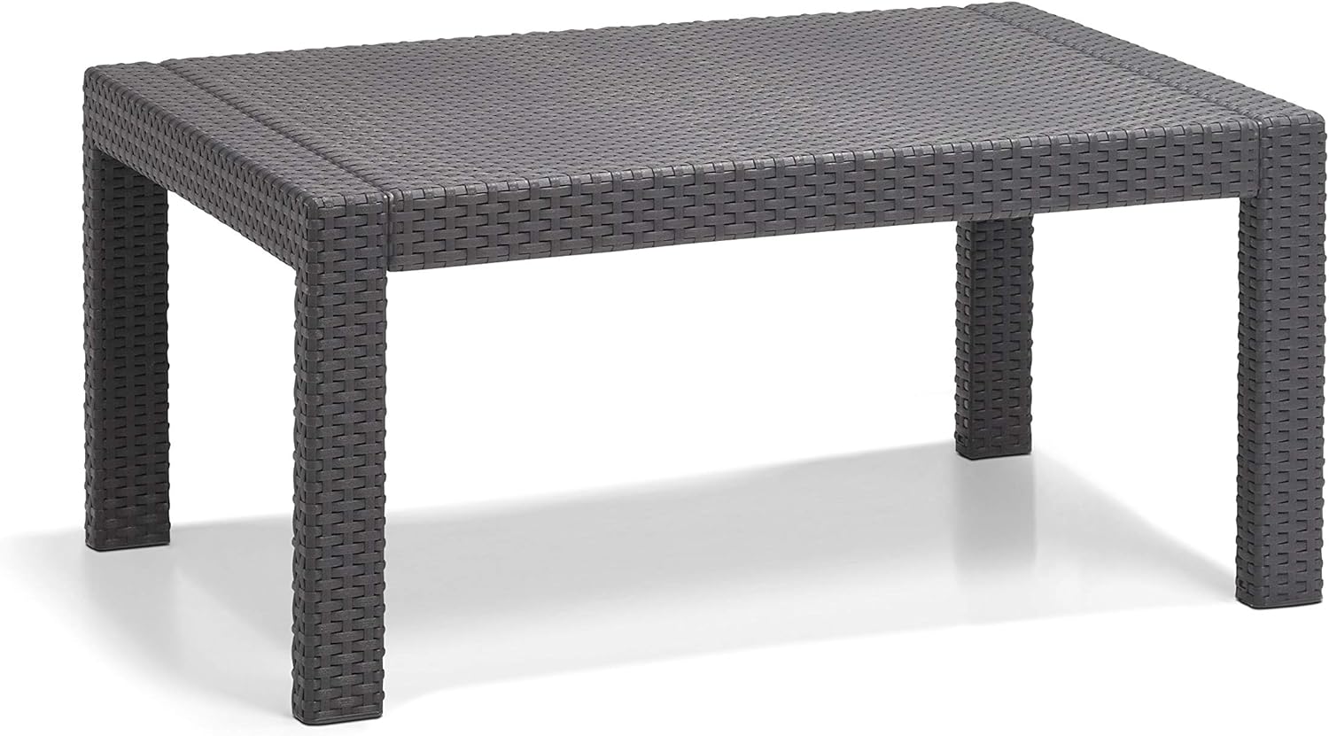 Allibert by Keter Merano Gartenmöbel Set aus Kunststoff, inkl. Sitzkissen, grau, 4-teilig, 2 Sessel, Sofa & Tisch, für Garten & Terrasse, Flache Rattanoptik