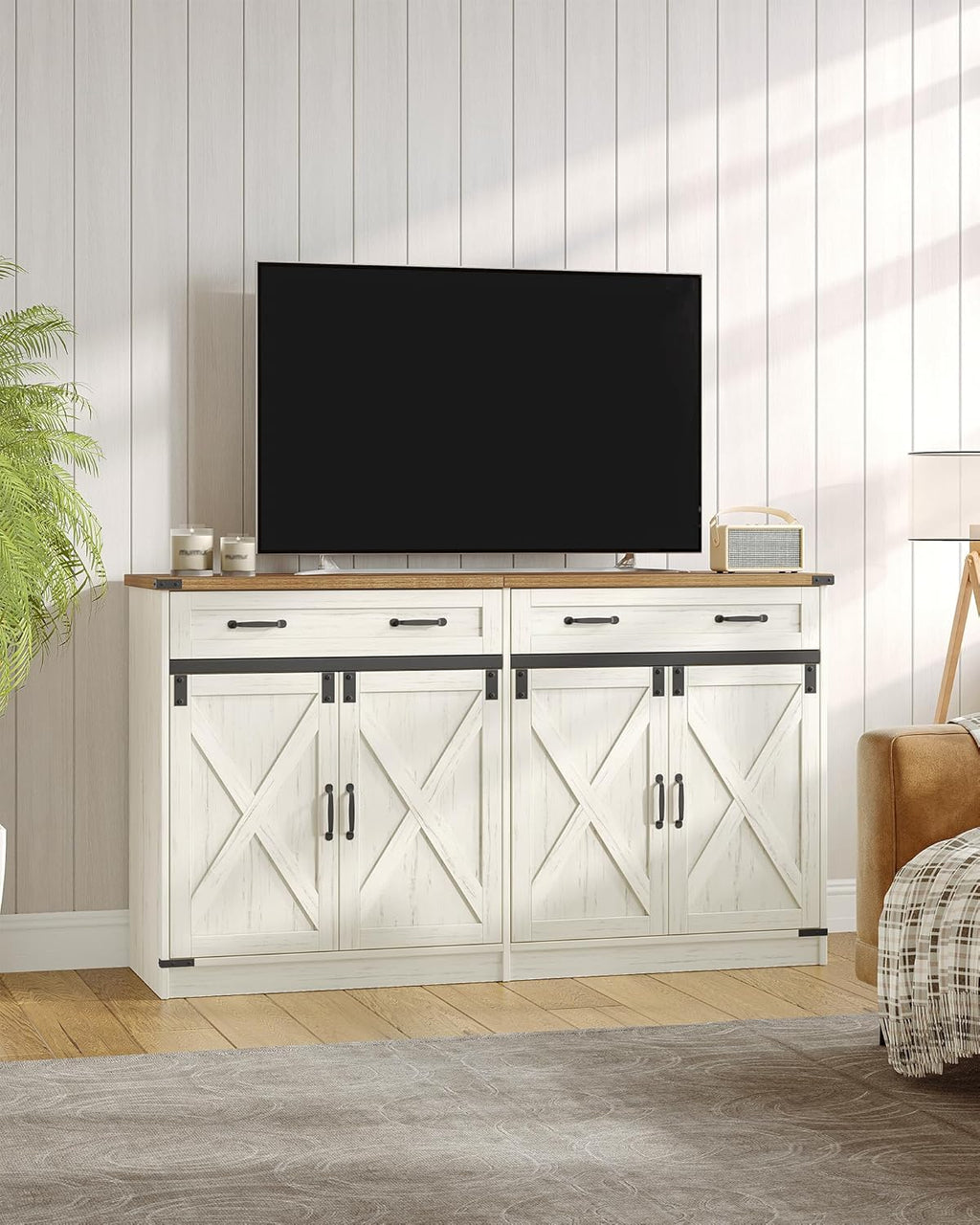 Hzuaneri Sideboard, Buffetschrank mit 2 Schublade, 4 Türen
