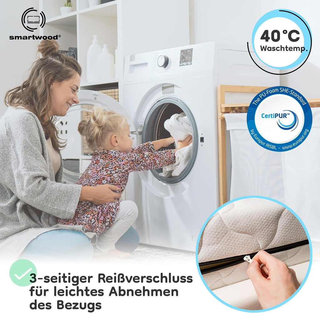 smartwood Matratze 90x200 12 cm, H2, Schaumstoff, SmartComfort