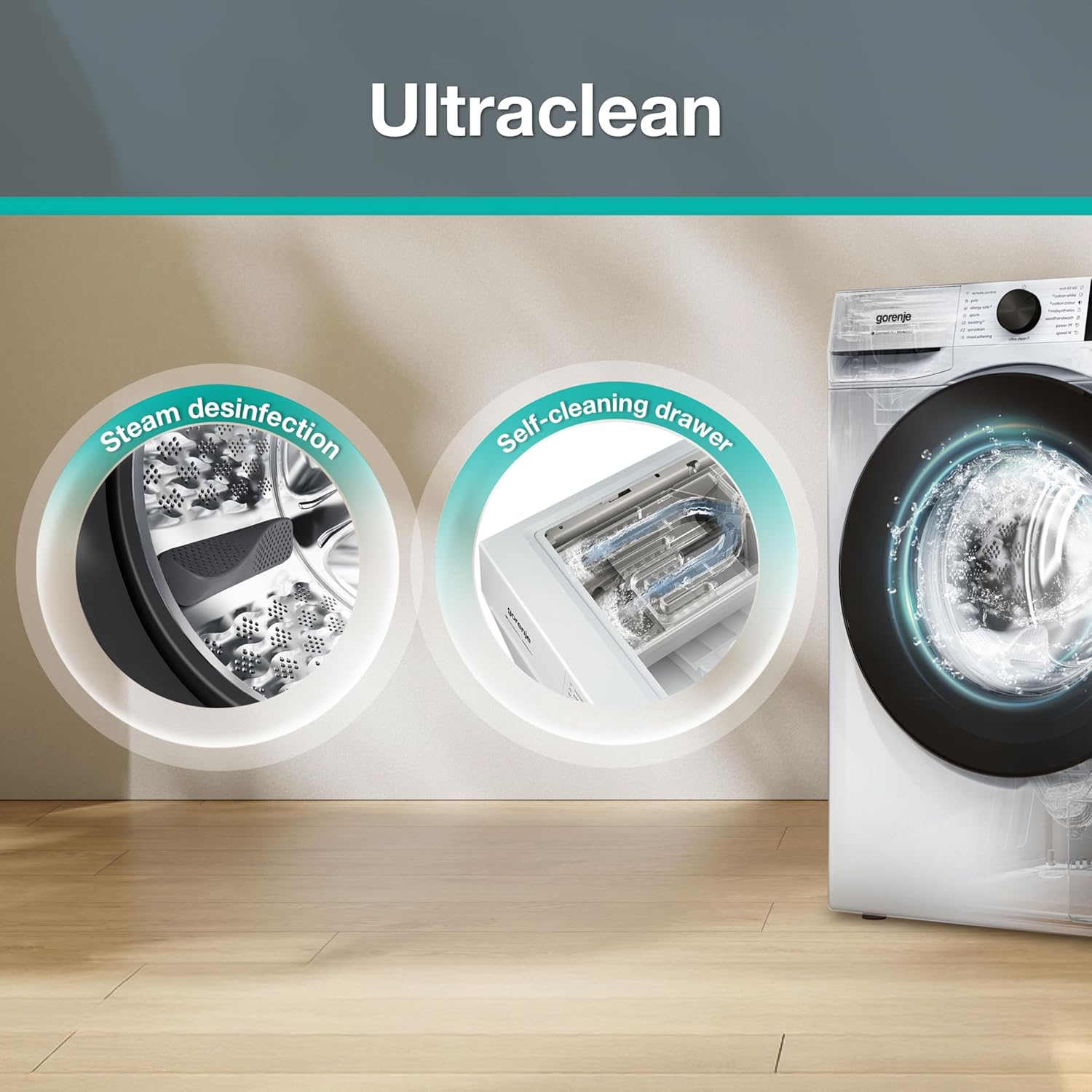 Gorenje WGAM474A Waschmaschine mit Dampffunktion /7 KG /1400 U-Min/ConnectLife /15 Programme/UltraClean/EasyDosing/SteamTech/Inverter PowerDrive /20% besser als Energieeffizienzklasse A/Weiß