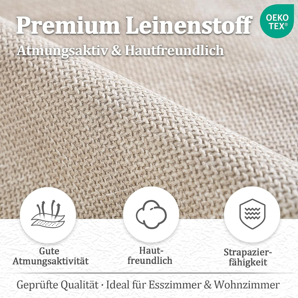 Esszimmerstühle Drehbar 4er Set mit Armlehne, 360° drehbar, Polsterstuhl Leinen, Drehstuhl Esszimmer Beige, Küchenstuhl mit Metallbeine für Esszimmer, Wohnzimmer, Büro