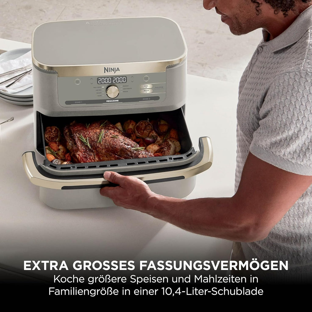 Ninja Foodi FlexDrawer Heißluftfritteuse, Dual Zone, Stone Gold AF500EUSD