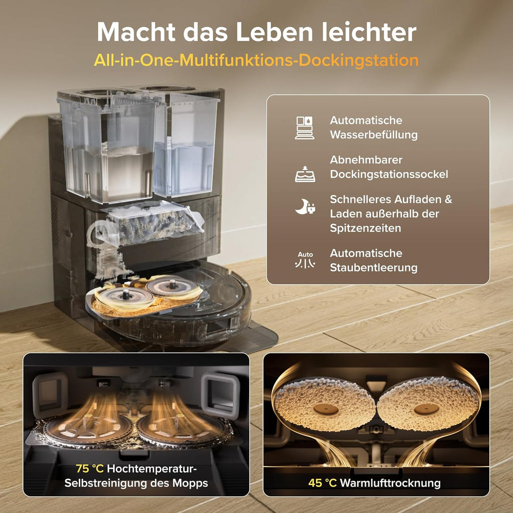 roborock Qrevo S Pro Saugroboter mit Wischfunktion, 18.500 Pa Saugkraft